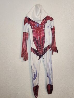 Marvel Spider Gwen White Red Spider-Web Kids Costume BodysuitSize Xs